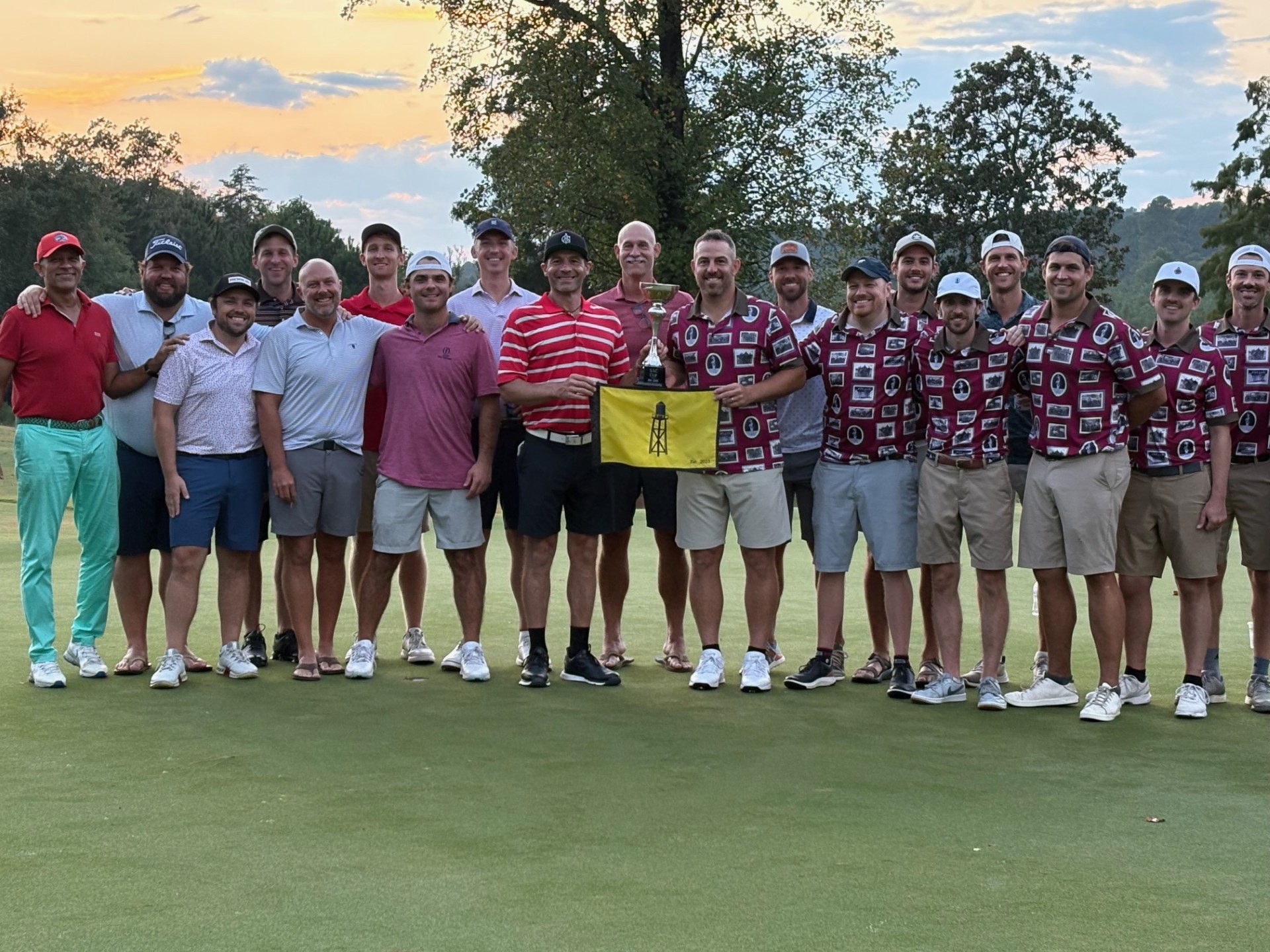 The 2025 SAC Cup competitors gathered on the 18th green at Solina Golf Club